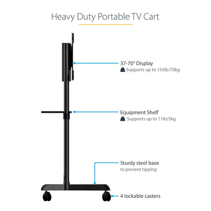 StarTech Mobile TV Cart 37in to 70in up to 70kg/154lb, VESA (MBLTVSTNDEC)