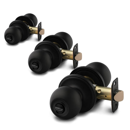 Copper Creek Matte Black Door Knobs - Round Coloni