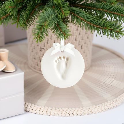 Tiny Ideas Baby Handprint or Footprint DIY Keepsake Ornament Kit, Gender Neutral Nursery Décor, Creative Baby Gift, Newborn Keepsake, White
