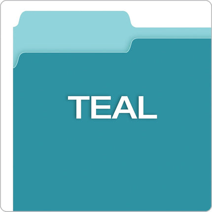 Pendaflex Two-Tone Color File Folders, Letter Size, 1/3 Cut, Teal, 100 per Box (152 1/3 Tea)