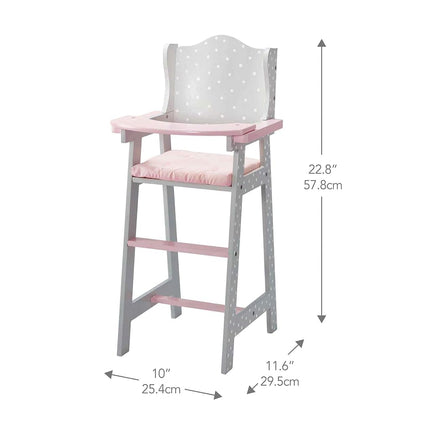 Olivia’s Little World Polka Dot Princess Baby Doll High Chair with Tray, Grey