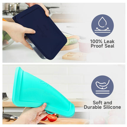 Sophico 6 Cup Rectangle Silicone Storage Cover Lids Replacement for Pyrex 7211-PC Glass Bowls, Container not Included (Navy Blue)