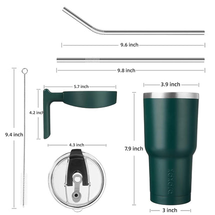 BJPKPK Tumbler with Handle and Straw 30 oz Insulated Tumbler with Lid Stainless Steel Coffee Cups Travel Mug,Army Green