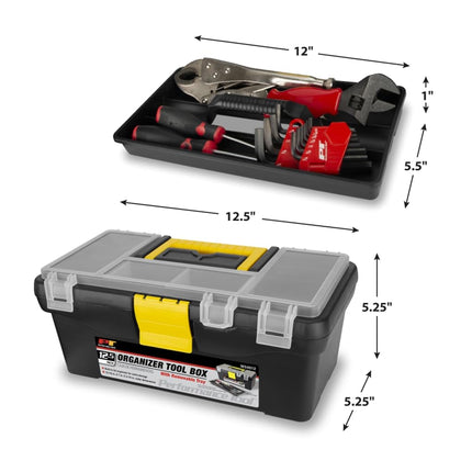 Performance Tool W54012 Plastic Tool Box with Organizer, 12.5"