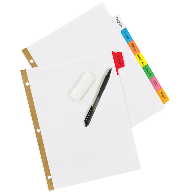 Avery Big Tab Write & Erase Dividers for 3 Ring Binders, 8-Tab Set, Multicolor Divider Tabs, Great for Organizing Projects, Reports, Finances, and More (48-Pack of 23079)