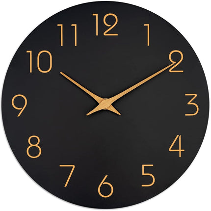 Mosewa Wall Clock 14 Inch Black Battery Operated S