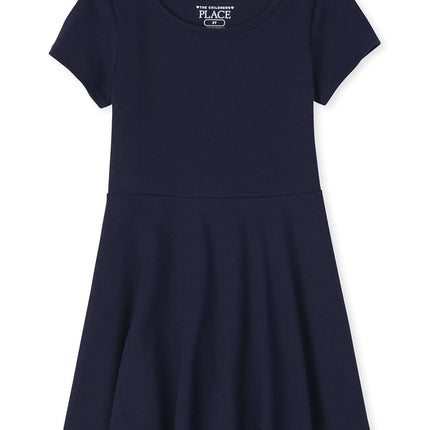 The Children's Place Robe Patineuse Basique à Manches Courtes pour Bébé Fille, Tidal, 2T