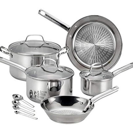 T-fal 2100096045 Pro E760SC Performa Ensemble de batterie de cuisine en acier inoxydable compatible lave-vaisselle et four, 12 pièces, argent, 0