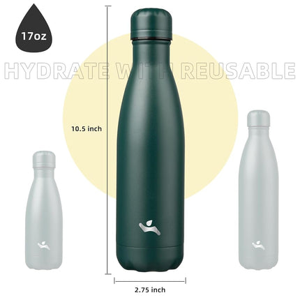 Konokyo Insulated Water Bottles,17oz Double Wall Stainless Steel Vacumm Metal Flask for Sports Travel,Army Green