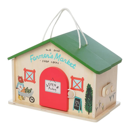 Manhattan Toy Farmer s Market Day 12-Piece Portable Wooden Toy Figure Pretend Shopping Playset