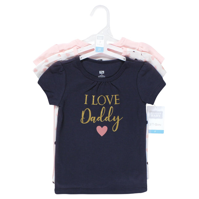 Hudson Baby T-shirts Bébé Unisexe Manches Courtes, Fille Papa Rose Marine, 5T