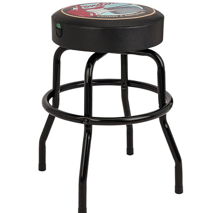 Tabouret de bar pivotant avec logo Fender Guitars & Amps et pochette pour médiators, excellents cadeaux pour papa, avec 1 an de garantie limitée, assemblage simple, noir/noir, 24"