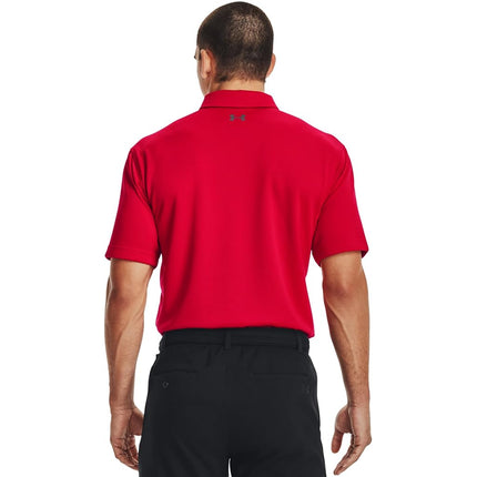 Under Armour Polo técnico de manga corta para hombre, color rojo, talla M