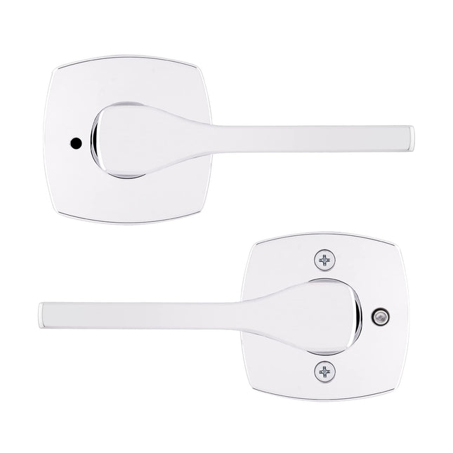 Kwikset Tripoli Lever Interior Privacy Door Handle with Lock, Door Lever for Bathroom and Bedroom, Polished Chrome Reversible Keyless Turn Lock
