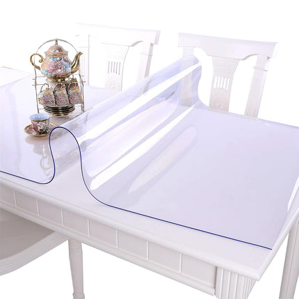 NECAUX Custom Multisize 1.5mm Thick Clear PVC Table Cover Protector - 44 x 44 Inch Waterproof PVC Table Protector Square Vinyl Non-Slip Desk Pad Mat
