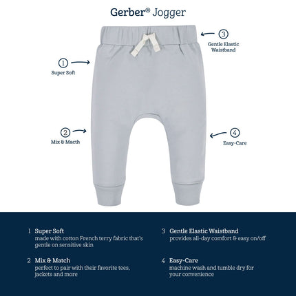 Gerber Baby-Boys Toddler 3-Pack Jogger Pants, Camo, 12 Months