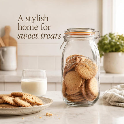 Kilner Clip-Top Storage Jar, 2 Litre, Airtight, Glass, for Fruit, Vegetables, Coffee, Tea, Flour