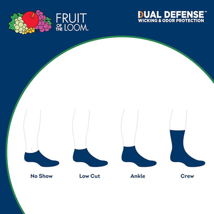 Fruit of the Loom Men's Dual Defense No Show Socks 12 Pair Casual, Black/Grey, 5-12 UK