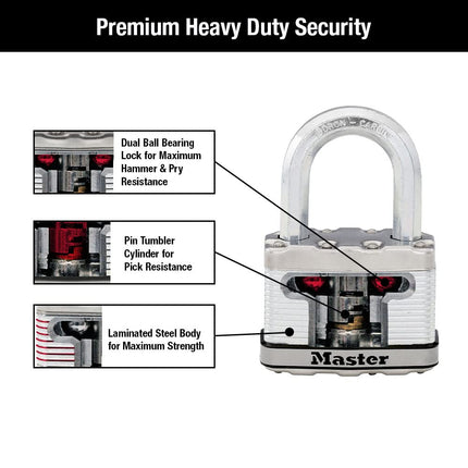 Master Lock M15XKADLFCCSEN M15XKADLF Padlock, Laminated, 1 Pack