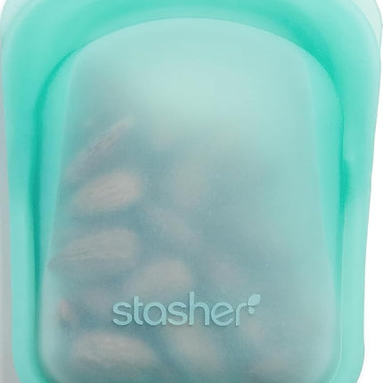 Stasher Premium Silicone Reusable Food Storage Pocket Bag, Aqua, Microwave, Sous Vide, Dishwasher, Oven and Freezer Safe, BPA Free, Leak-free, Eco-friendly, 4 Oz