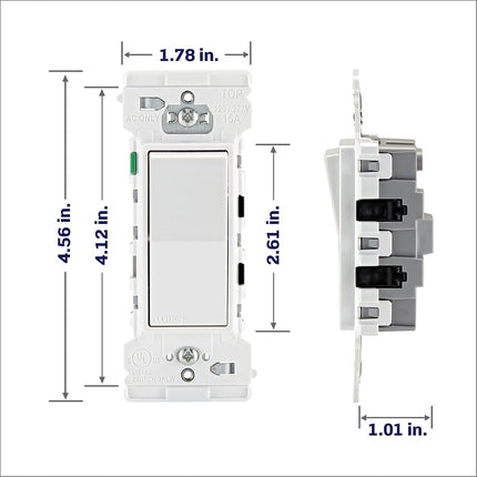 Leviton Lever Edge 15 Amp Single Pole Decora Switch, E5601-0SW, White