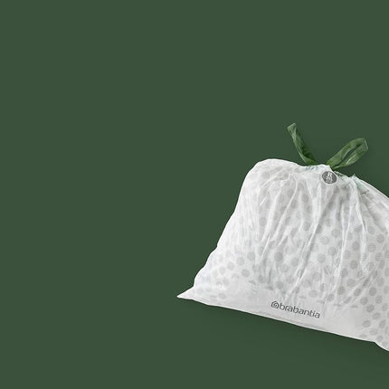 Brabantia 138584 PerfectFit Bin Liners Multipack (Size R/36 Litre) Thick Plastic Trash Bags with Tie Tape Drawstring Handles (120 Bags), White