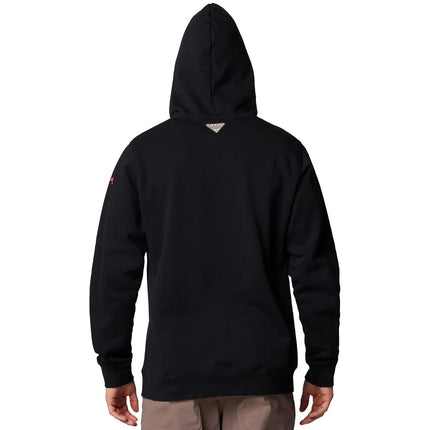 Columbia Men's PHG Game Flag II Hoodie, Black/Blaze Dog Flag, Large