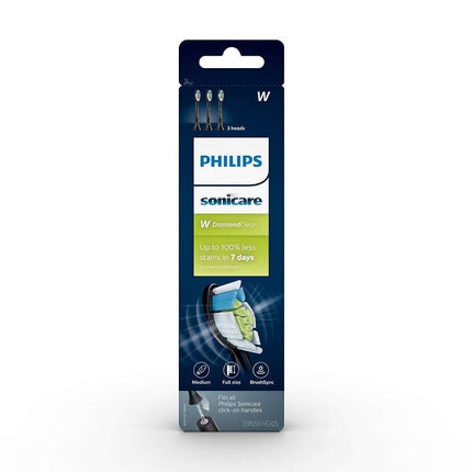 Philips Sonicare DiamondClean replacement toothbrush heads, HX6063/95, BrushSync technology, Black 3-pk