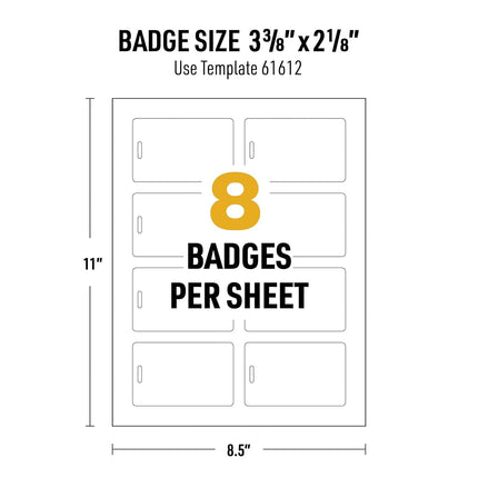 Avery Durable Tall ID Badges for Lanyards, Laser Printable on Both Sides, Blank White, 80 Total, 3.375" x 2.125" (61612)