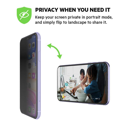 Belkin SCREENFORCE Tempered Glass Privacy Screen Protector for iPhone 11, iPhone XR, Model Number: OVA006zz