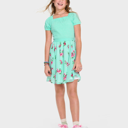 The Children's Place Girls' Short Sleeve Dressy Dress, Min Tea Floral, Small