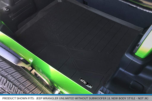 SMARTLINER Cargo Liner Floor Mat Black for JL 2018-2019 Wrangler Unlimited with Flat Load Floor Without Subwoofer (No JK)