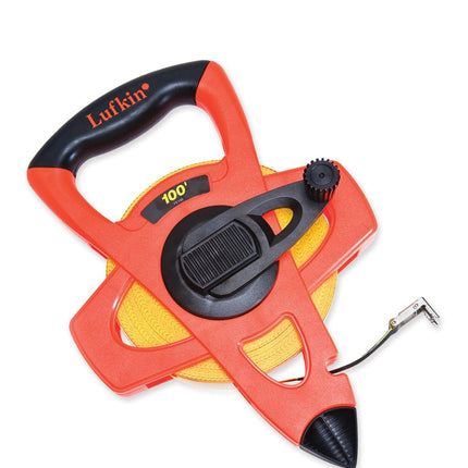 Crescent Lufkin 1/2" x 60m/200' Hi-Viz® Orange Fiberglass SAE/Metric Dual Sided Tape Measure - FM060CME