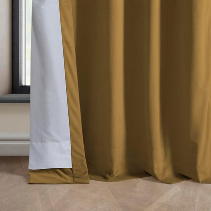 HPD Half Price Drapes Heritage Plush Velvet Curtains 84 Inches Long Room Darkening Curtains for Bedroom & Living Room 50W x 84L, (1 Panel), Retro Gold