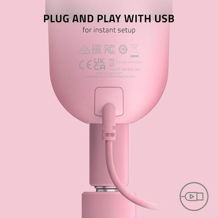 Razer Seiren Mini - USB Condenser Microphone for Streaming (Compact with Supercardioid Polar Pattern, Tiltable Stand, Integrated Shock Absorber) Quartz Pink