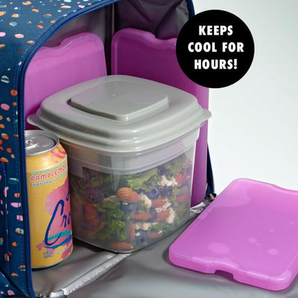 Cool Coolers de Fit + Fresh, paquete de 8 unidades de bloques de hielo delgados XL, bloques de hielo reutilizables de congelación rápida que ahorran espacio para loncheras, bolsas de almuerzo o neveras, morado
