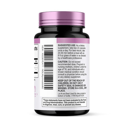 Myo-Inositol & D-Chiro Inositol Blend - Premium 40:1 Ratio - Ovarian Support for Women - Natural Supplement, Vitamin B8, Vegan, and USA Bottled - 60 Capsules