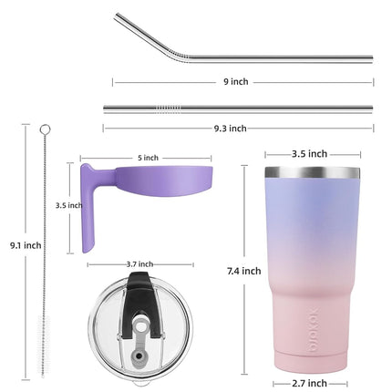 BJPKPK 600 ml Tumbler with Handle & Straw, Insulated Stainless Steel Mug