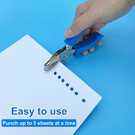 Single Hole Punch 1/4” Hole Puncher for Crafts, One Hole Paper Punch with Blue Soft Grip Handle, Small Hole Punch for Kids and Adults, Handheld Circle Punch for Paper Crafts in Home, Office, Classroom