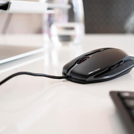 CHERRY GENTIX 4K, Wired Mouse, Ideal for Use with Ultra-HD Monitors, 6 Buttons, up to 3600 Dpi, Symmetrical Design, 1.8 m Long Cable, Black