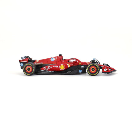 Bburago - F1 Ferrari SF-24#16 Leclerc with Helmet and Display Case, 1:43 Scale Diecast Model, Imola 2024 Livery, Replica of the Single-Seater, Officially Licensed by Ferrari, Recommended Age 14+