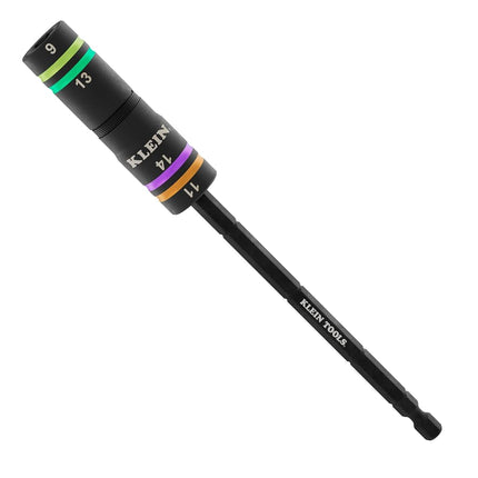 Klein Tools 6512MQS Impact-Rated Quad Socket Set, 4-In-1 Flip Socket Driver, Color-Coded, Heavy-Duty Multi Tool, 1/4-Inch Drive, Metric 9mm, 11mm, 13mm, 14mm, 6-1/2-Inch Extension Shaft