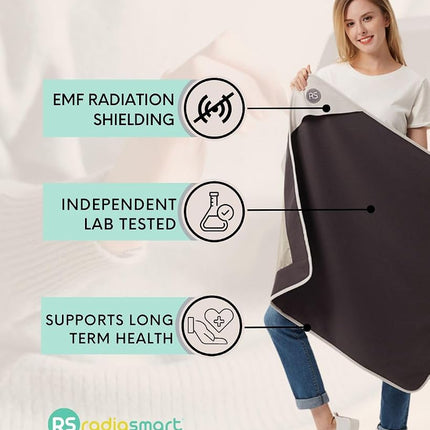 Radia Smart EMF Blanket, 5G Anti-Radiation, RF Shielding WiFi Bluetooth Radiation Protection, Cotton 75 x 90 cm