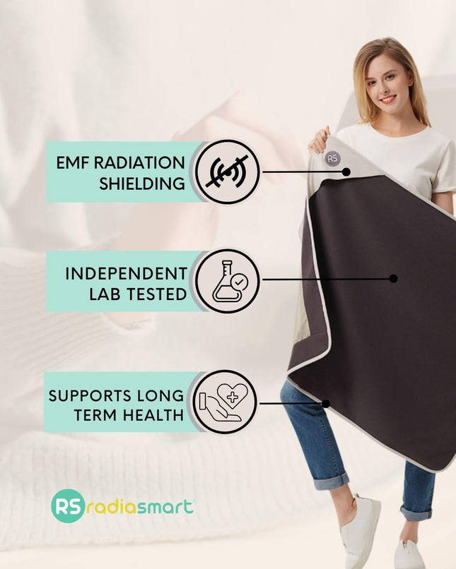 Radia Smart EMF Blanket, 5G Anti-Radiation, RF Shielding WiFi Bluetooth Radiation Protection, Cotton 75 x 90 cm