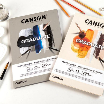 CANSON Graduate Mixed Media 220gsm A3 Paper 30 Grey Sheets