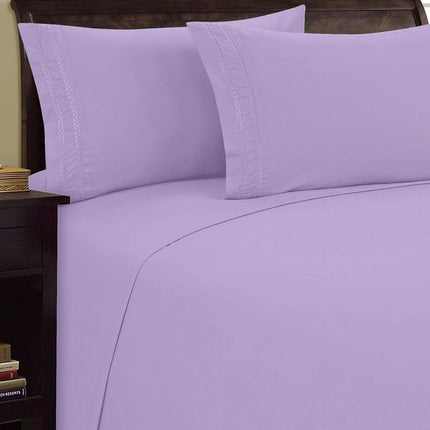 Elegant Comfort 1800 Thread Count Chain Design Egyptian Quality Luxurious Silky Soft Wrinkle & Fade Resistant3 pc Sheet Set, Deep Pocket Up to 16' Twin Lilac