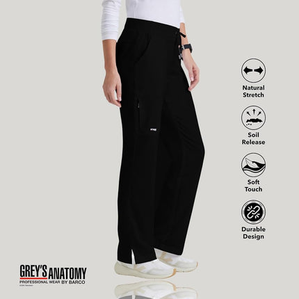 BARCO Grey's Anatomy Scrubs - Mia Scrub Pant for Women, Elastic Back Waist, Mid-Rise Shaped Leg Women's Scrub Pant, Black, XXL