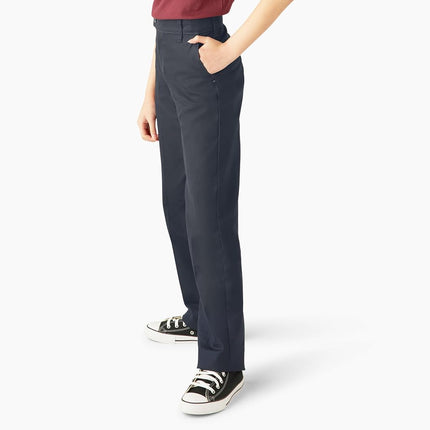 Dickies Kids Girls 7-16 Stretch Slim Straight Pant, Dark Navy, 10