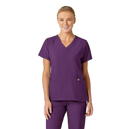 WonderWink 6155AEGGPXL Haut femme col en V stylisé W123, Aubergine, Taille Standard-XL
