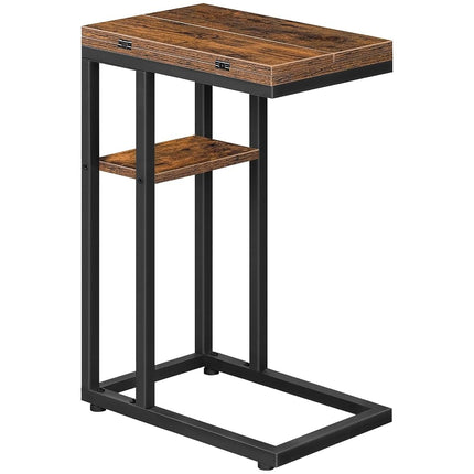 HOOBRO C Shaped Side Table, Foldable Small Table, 